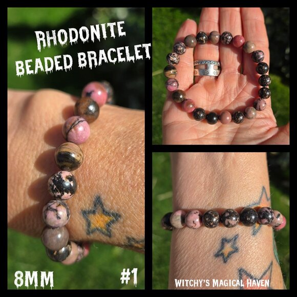 Rhodonite Gemstone Beaded Bracelets - Picture 3 of 9
